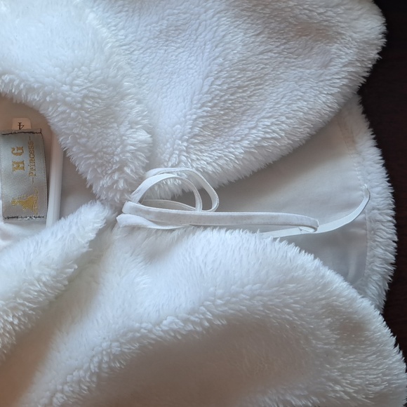 HG Princess size 4 white faux fur vintage long sleeve dress collar - Picture 3 of 5